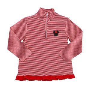 1/4 Zip Ruffle Pullover- Mouse