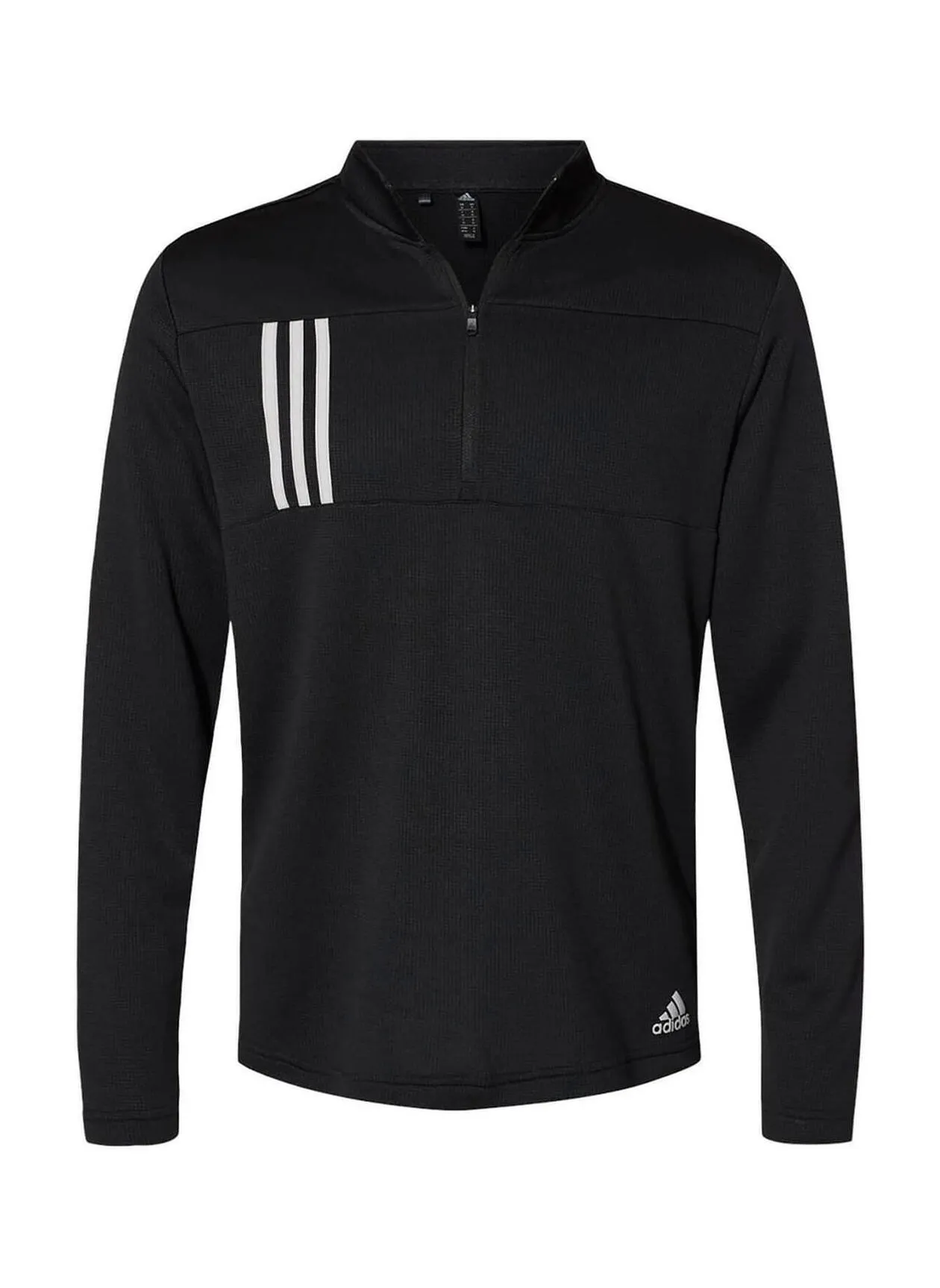 Adidas Black / Grey Two Men&#x27;s Adidas  3-Stripes Double Knit Quarter-Zip Pullover A482