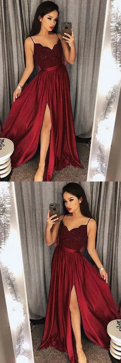 Affordable Prom Dress with Slit, Evening Dress ,Winter Formal Dress, Pageant Dance Dresses, Graduation School Party Gown, PC0272