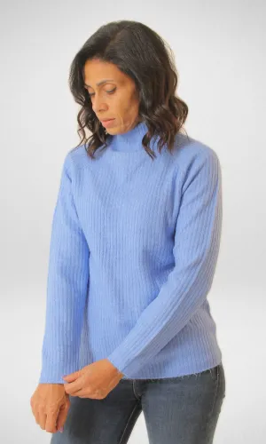 Amisu High Collar Women Pullover - Blue