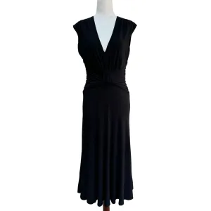 Anne Klein Womens Black Sleeveless Deep V-Neck Full Skirt Belted Formal Dress 4