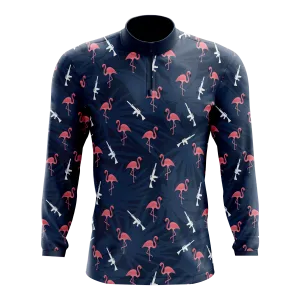 Armed Flamingos Men's Quarter Zip Pullover- Clearance