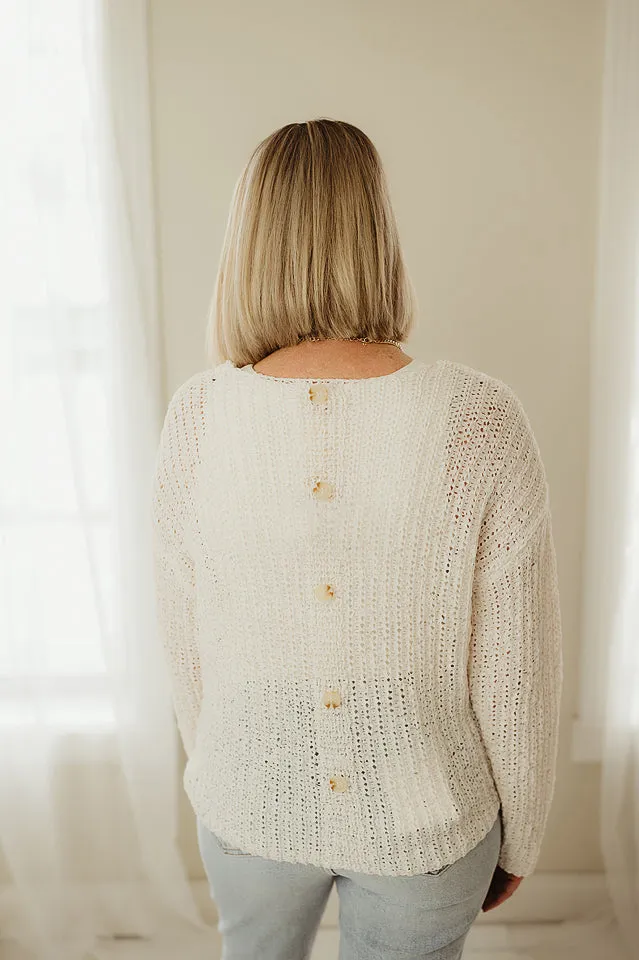 Back Buttoned Knit Pullover