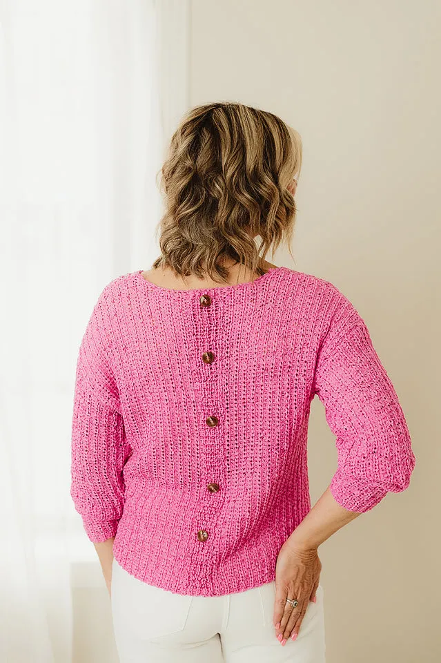 Back Buttoned Knit Pullover