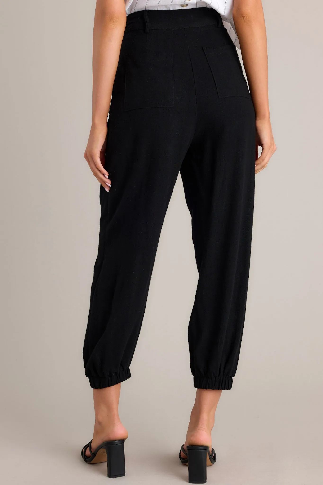 Behind The Grin Black Cotton Linen Blend Pants