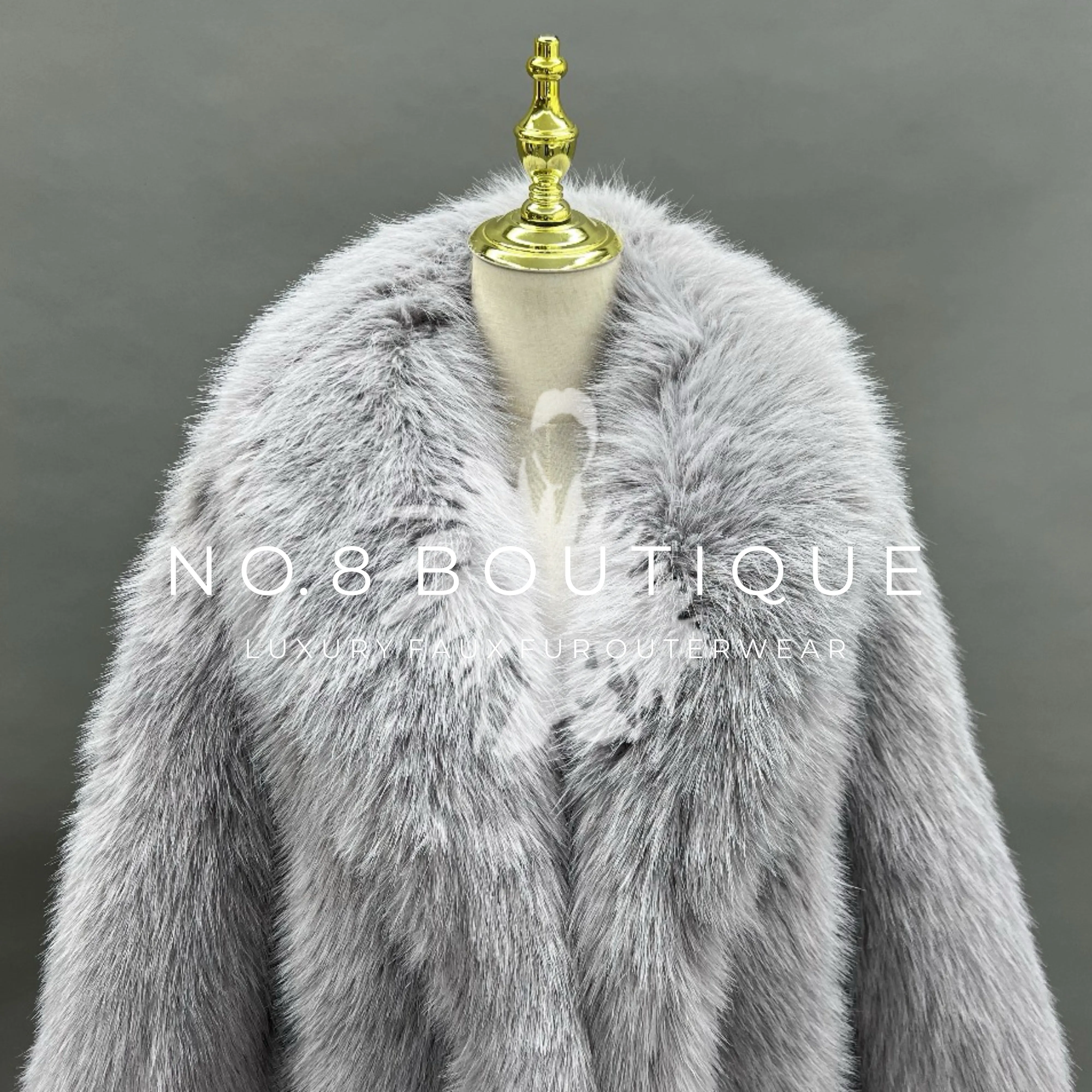 Berlin Collar Long Faux Fur Coat