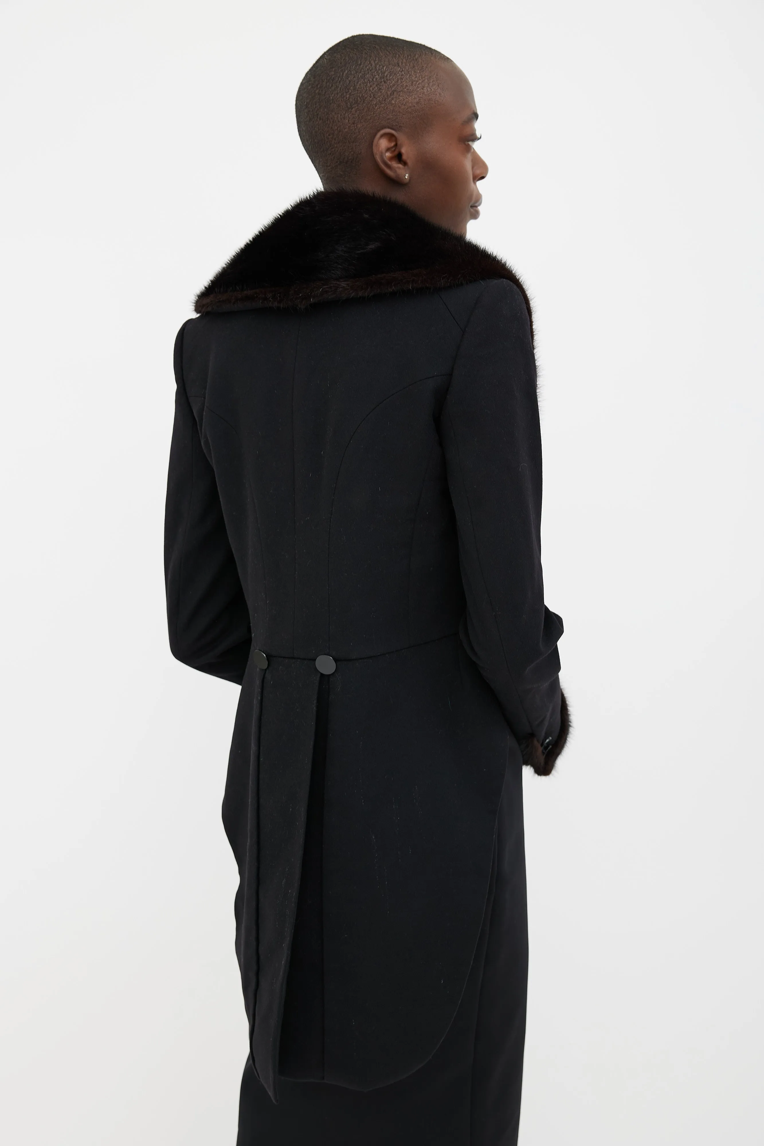 Black Fur Collar Tail Coat