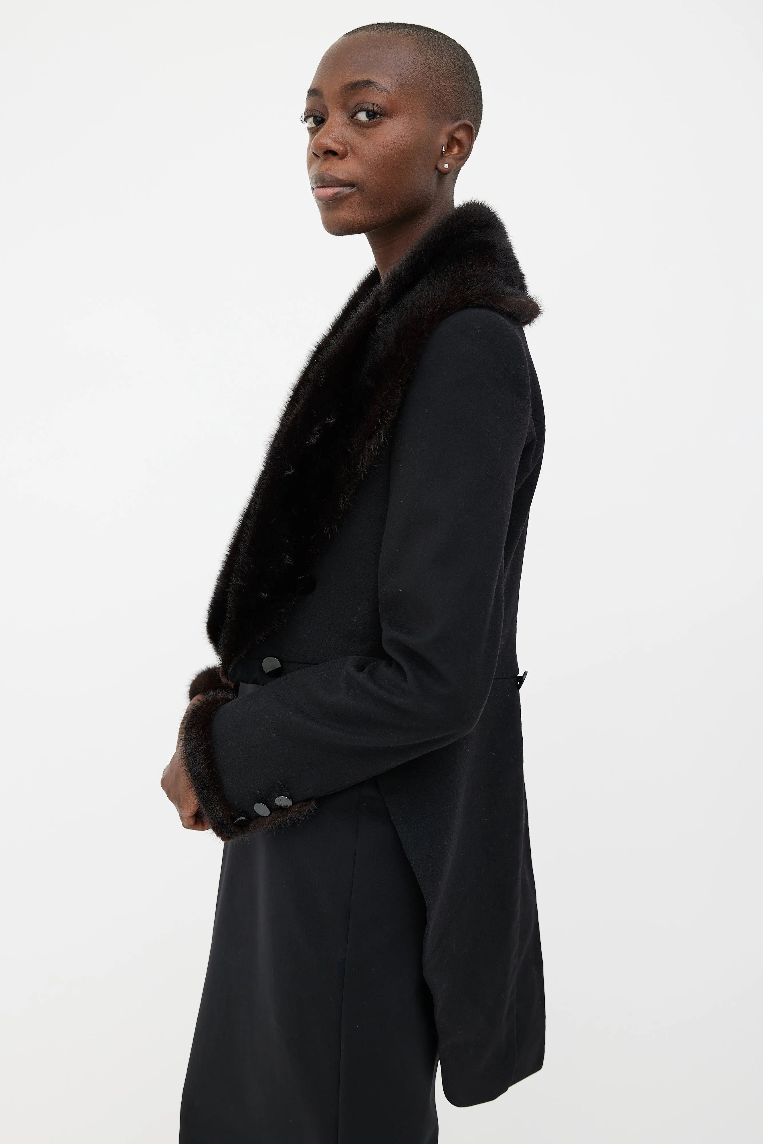 Black Fur Collar Tail Coat