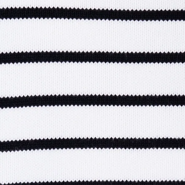 Boatneck Pullover in White/Black Stripe