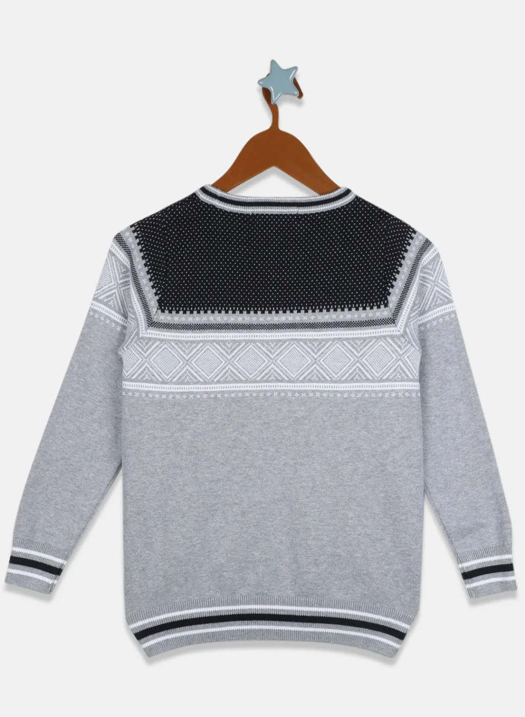 Boys Grey Jaquard Pullover