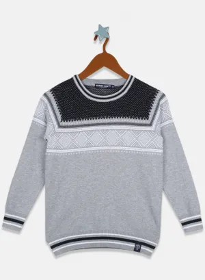 Boys Grey Jaquard Pullover