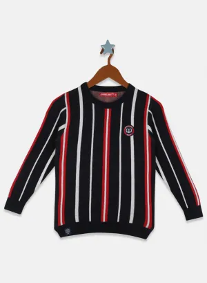 Boys Navy Blue Stripe Pullover