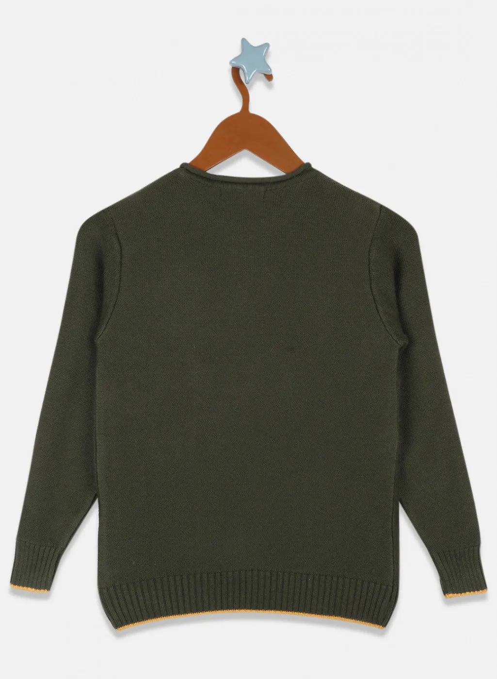 Boys Olive Solid Pullover