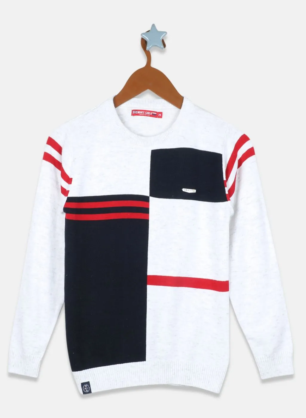 Boys White Solid Pullover