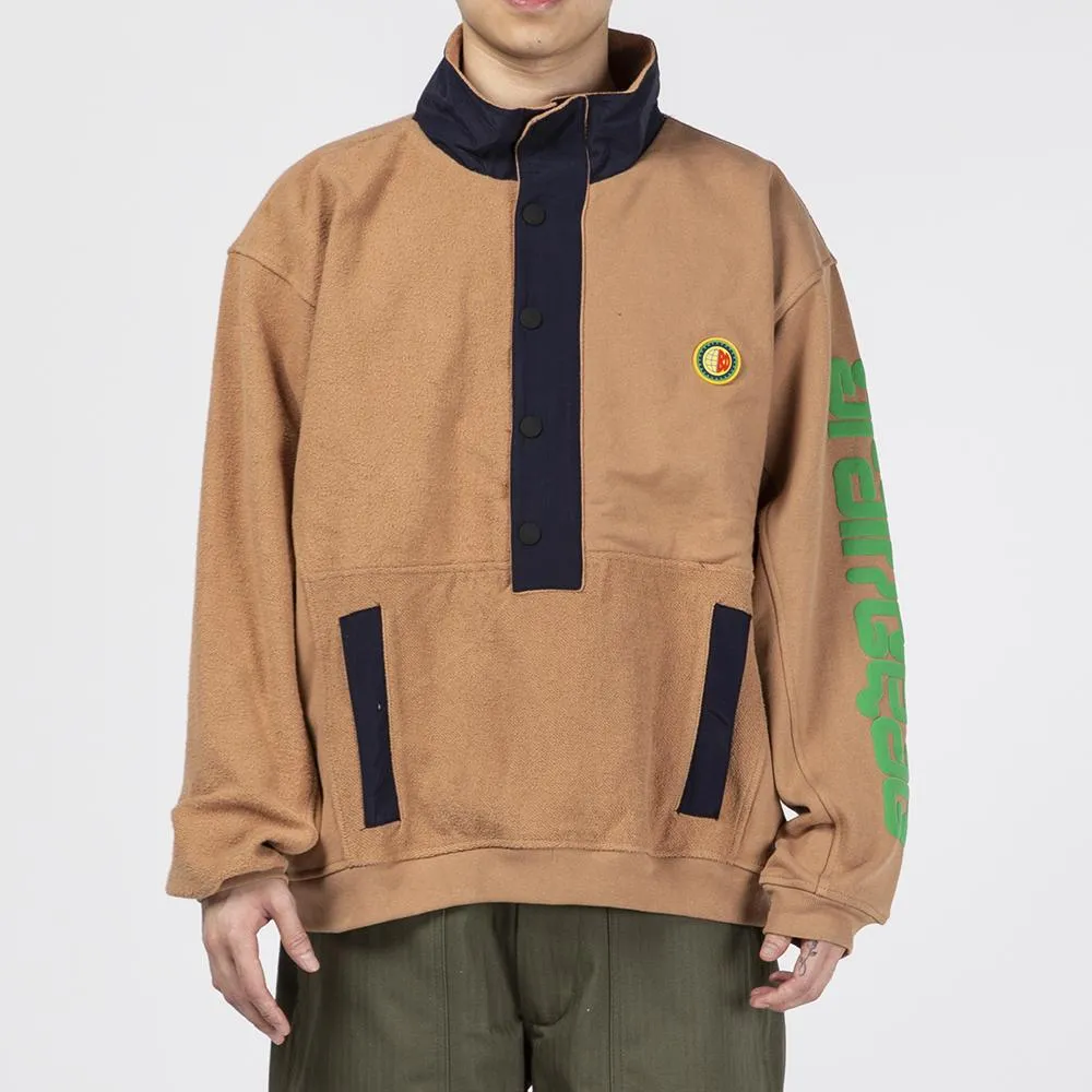 Brain Dead Global Works Snap Mock Neck Pullover / Brown