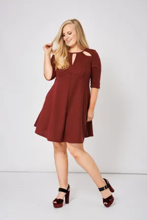 Burgundy Dress With Cut Out Detail