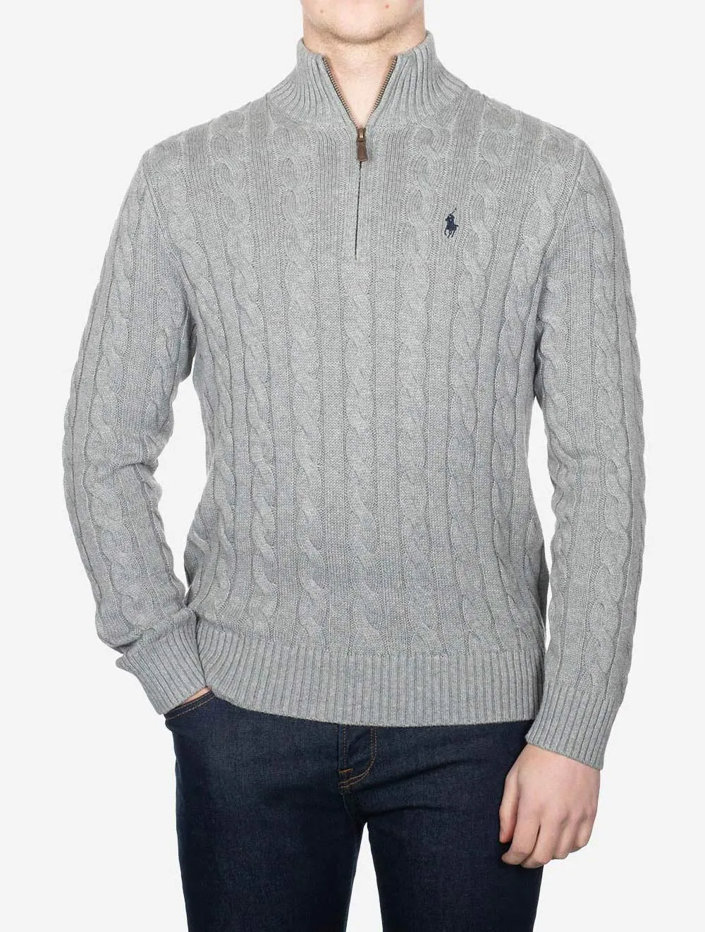 Cable Half Zip Pullover Andover Heather