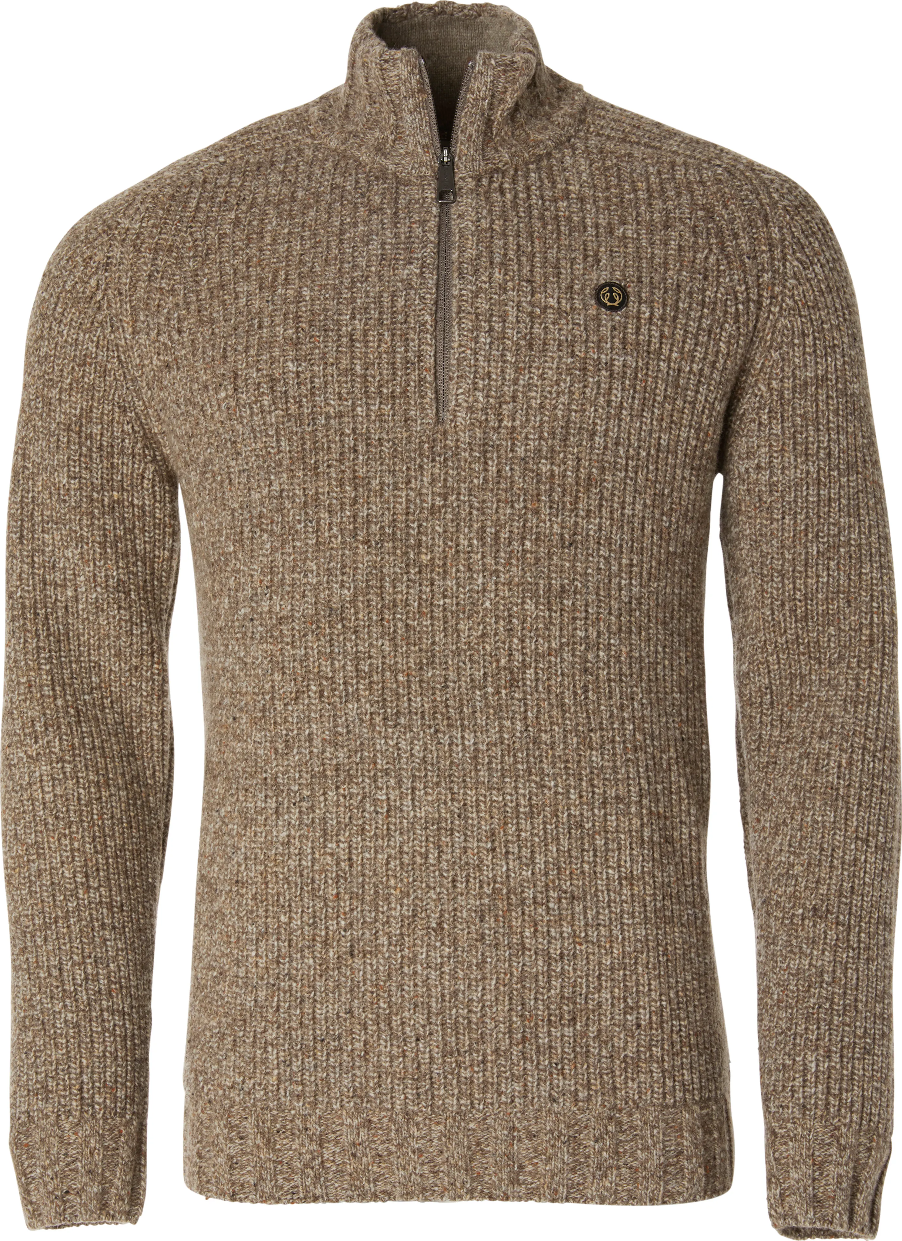 Chevalier Men&#x27;s Groby Half Zip Wool Pullover Saddle Brown Neps | Buy Chevalier Men&#x27;s Groby Half Zip Wool Pullover Saddle Brown Neps here | Outnorth