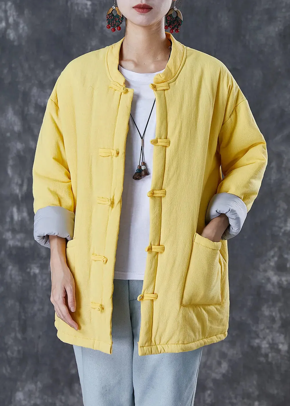 Chinese Button Fine Cotton Filled Parkas