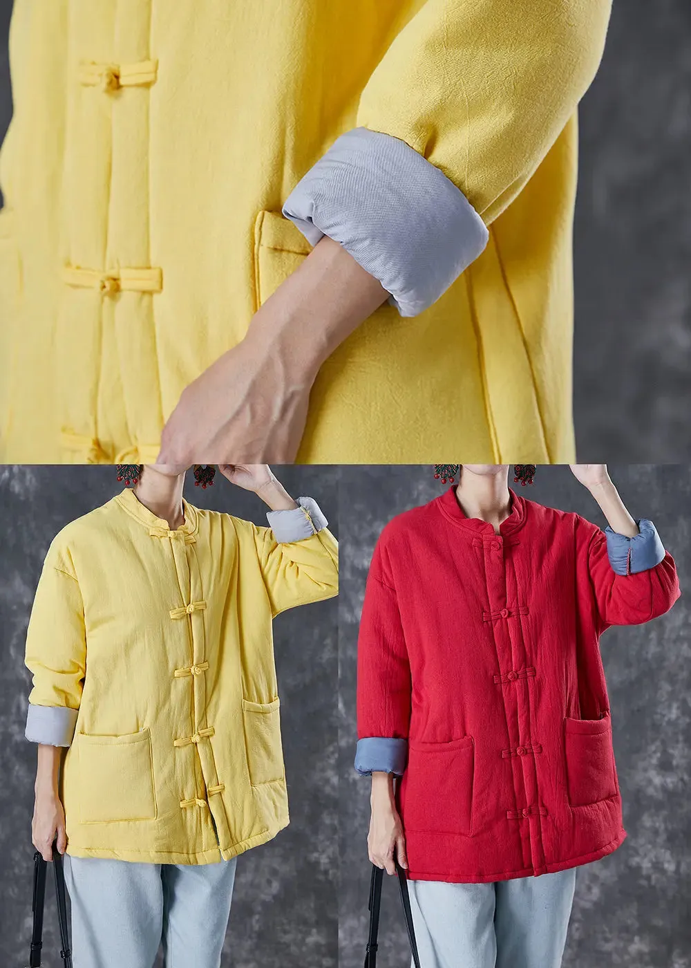 Chinese Button Fine Cotton Filled Parkas