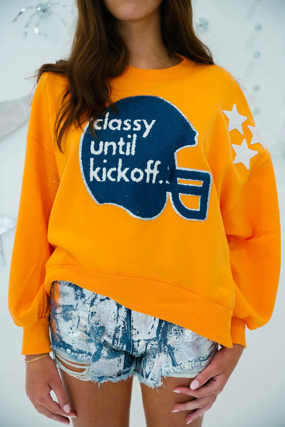 CLASSY UNTIL KICKOFF HELMET STAR ORANGE PULLOVER