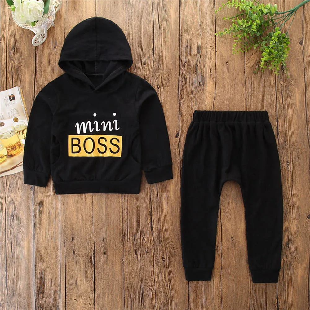 Clothes set 2PCS Letter Print Top Clothes Long Pants Winter clothes for boys clothing set