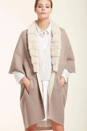 Coat with mink fur collar