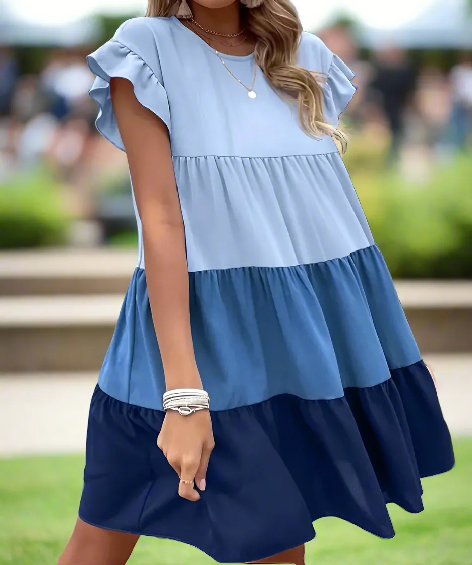 Color Block Ruffle Dress