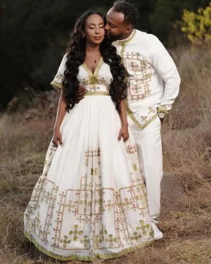 Eternal Elegance: Habesha Couples Wedding Ensemble