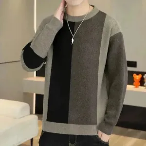 Fall Winter Crew Neck Warm Pullover Sweater Men