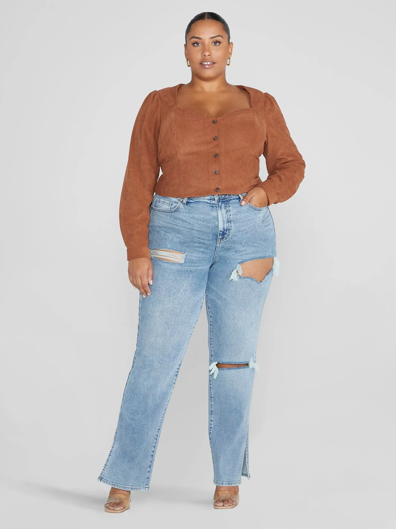 Fashion To Figure - Yolanda Button-Down Corduroy Shirt