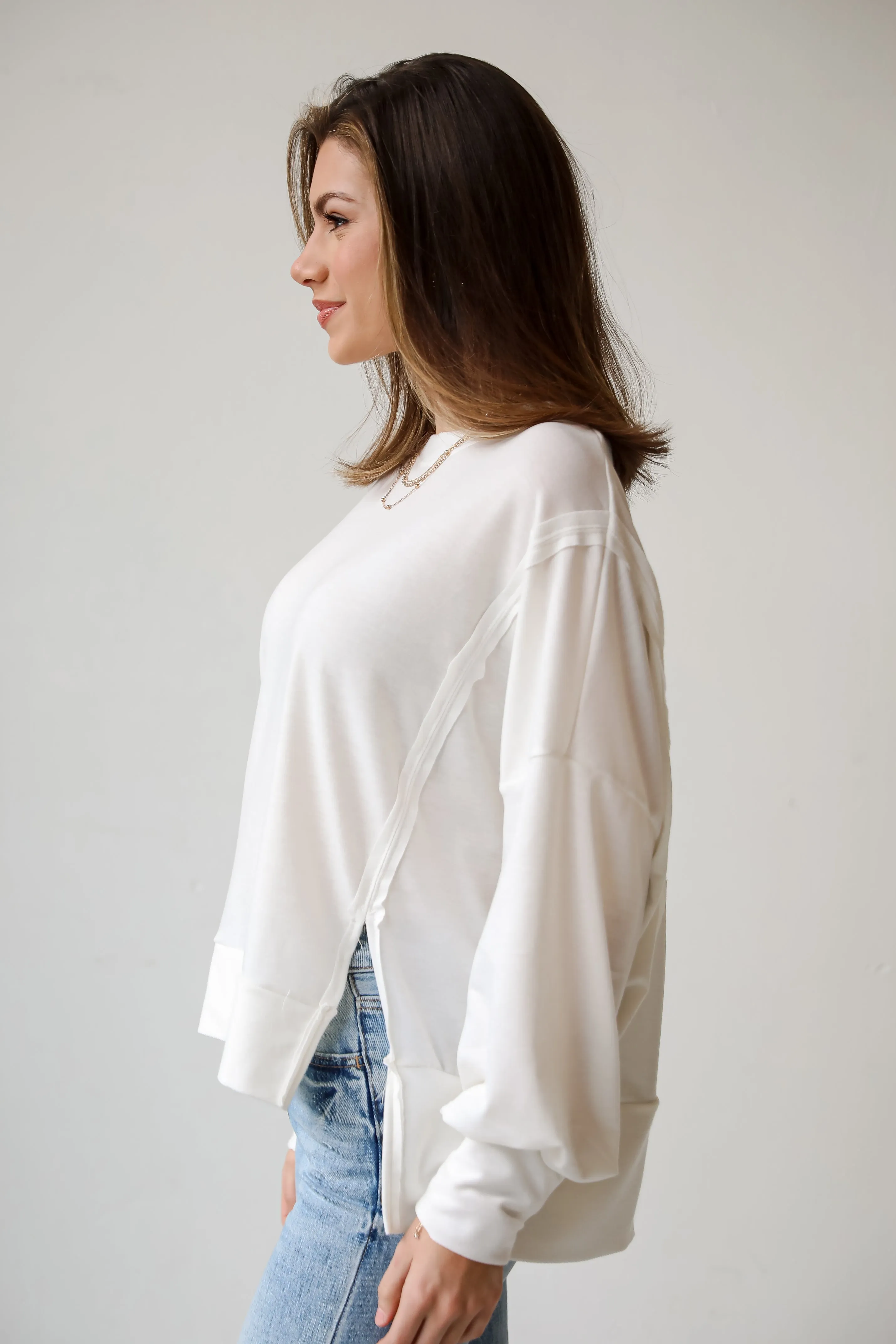 FINAL SALE - Comfy Fascination Ivory Oversized Pullover