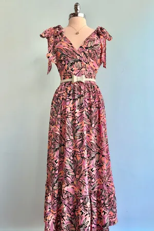 Final Sale Pink Jeanne Leaves Maxi Dress by Molly Bracken