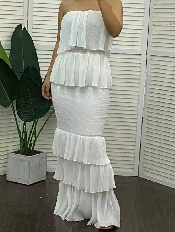 FLYTONN-Sexy spring and summer dresses, party dresses, graduation gifts,Flirtatious Ruffle Tiered Dress