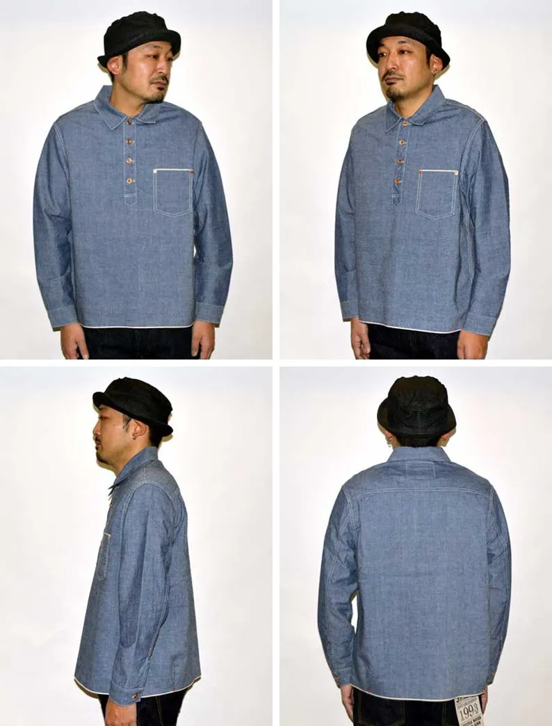 FOB FACTORY "F3487" CHAMBRAY P/O SHIRT