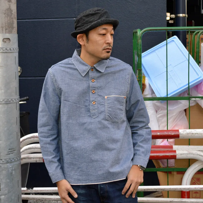 FOB FACTORY "F3487" CHAMBRAY P/O SHIRT