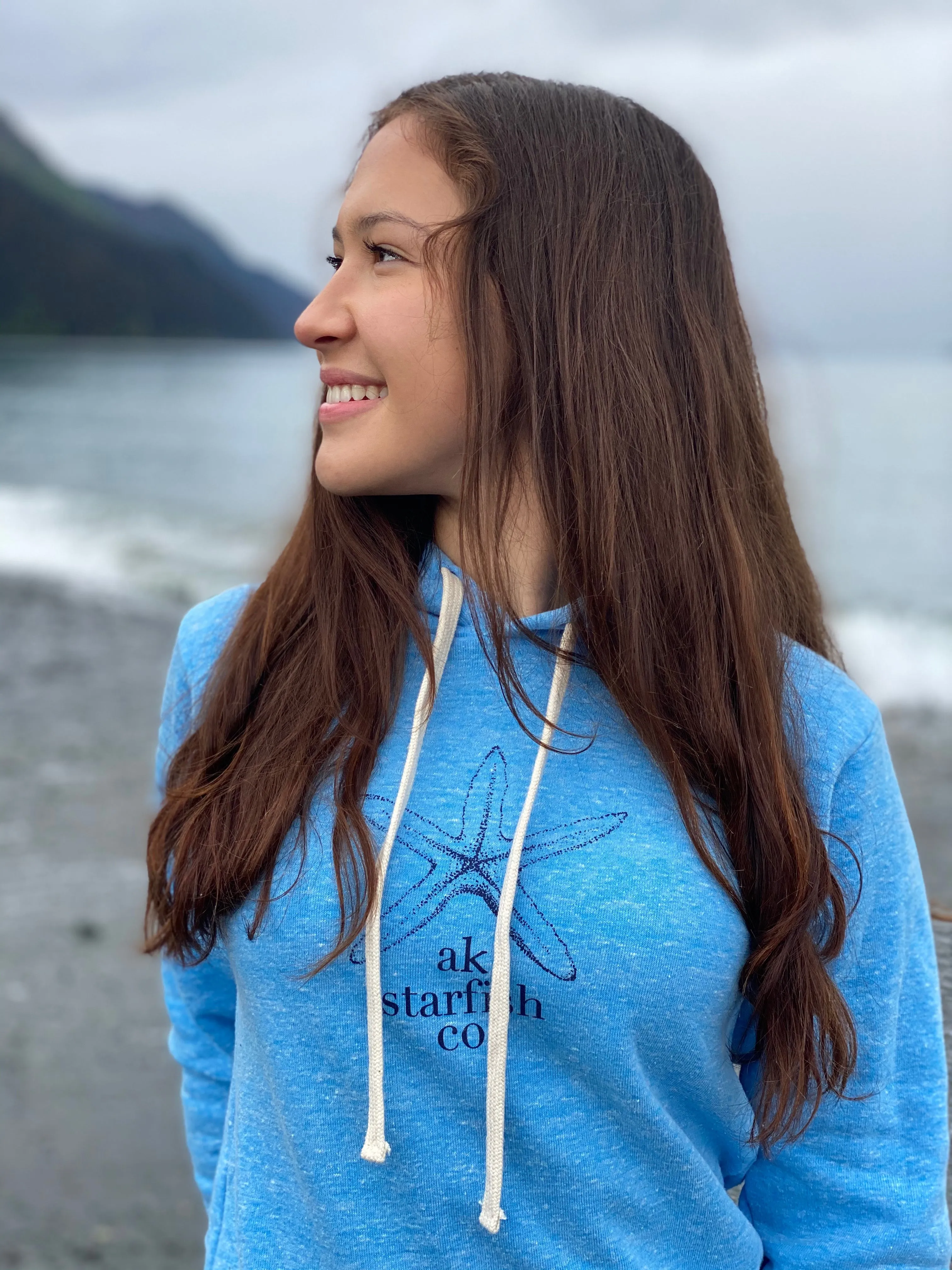 Forgetmenot Blue AK Starfish Co. Triblend Pullover Hoody