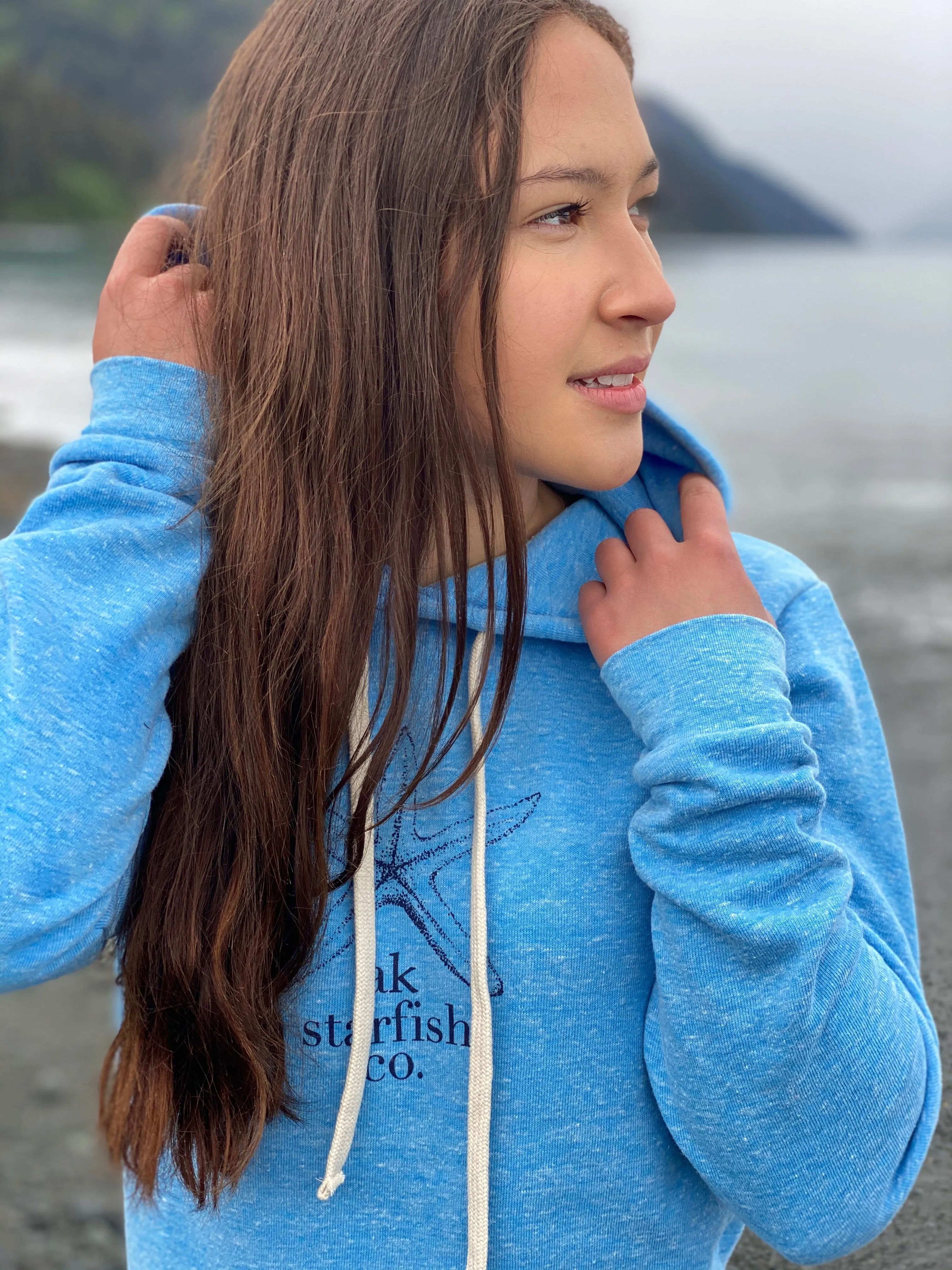 Forgetmenot Blue AK Starfish Co. Triblend Pullover Hoody