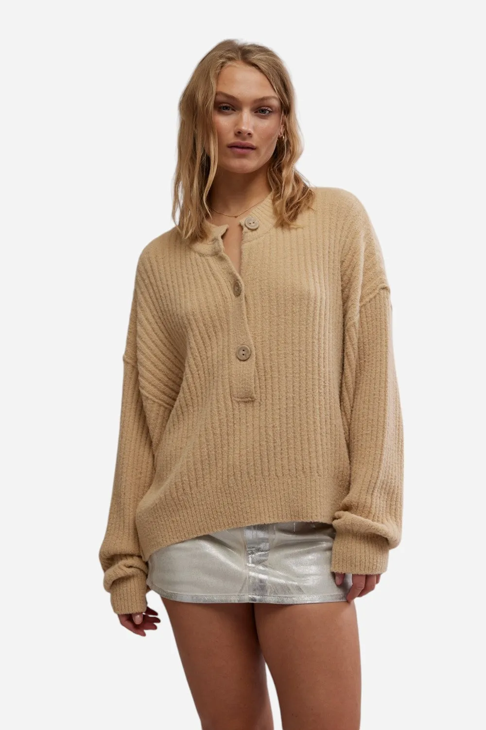 Free People Cocoa Henley in Sugar Cookie