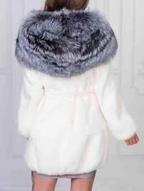 Full Natural Mink Fur With Silver Fox Fur Collar Coats