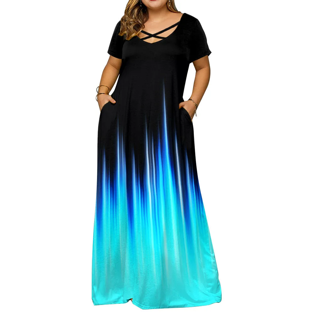 Funki Buys | Dresses | Women's Plus Size Gradient Maxi Dress