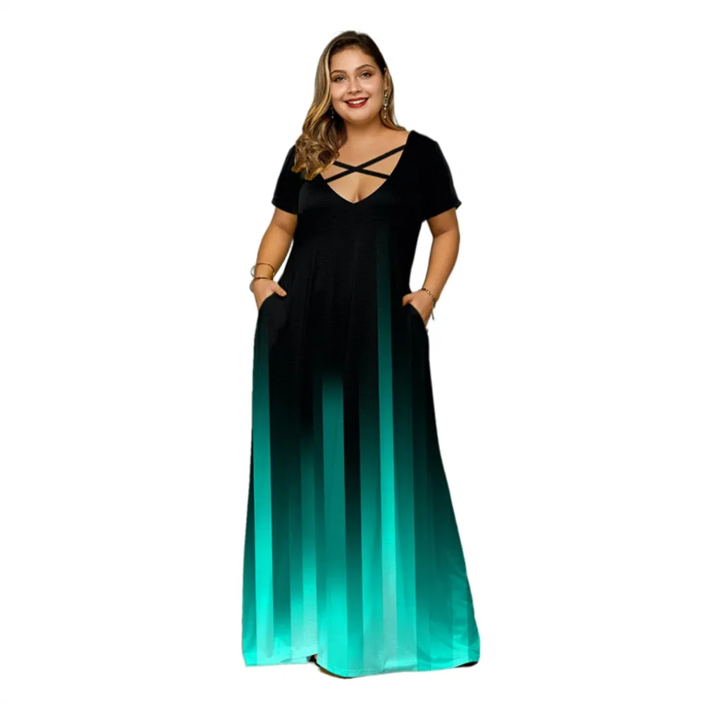 Funki Buys | Dresses | Women's Plus Size Gradient Maxi Dress