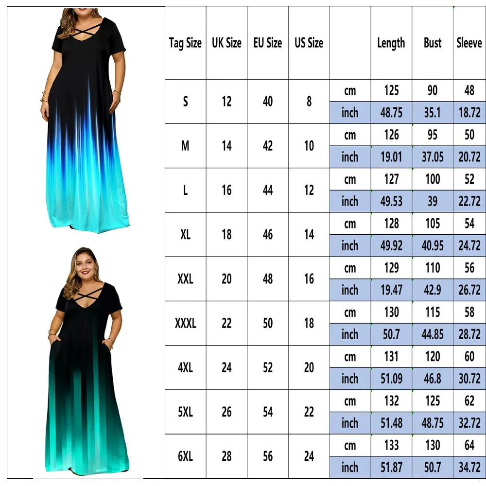 Funki Buys | Dresses | Women's Plus Size Gradient Maxi Dress