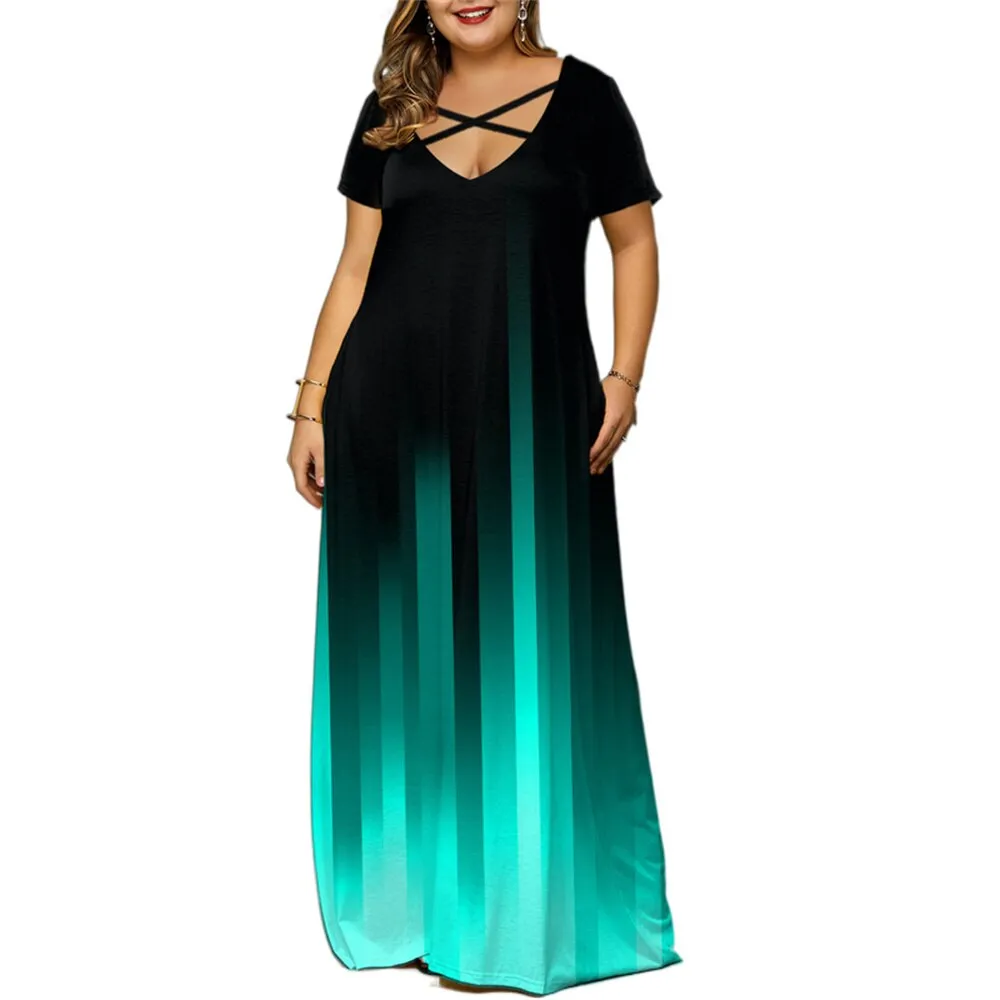 Funki Buys | Dresses | Women's Plus Size Gradient Maxi Dress