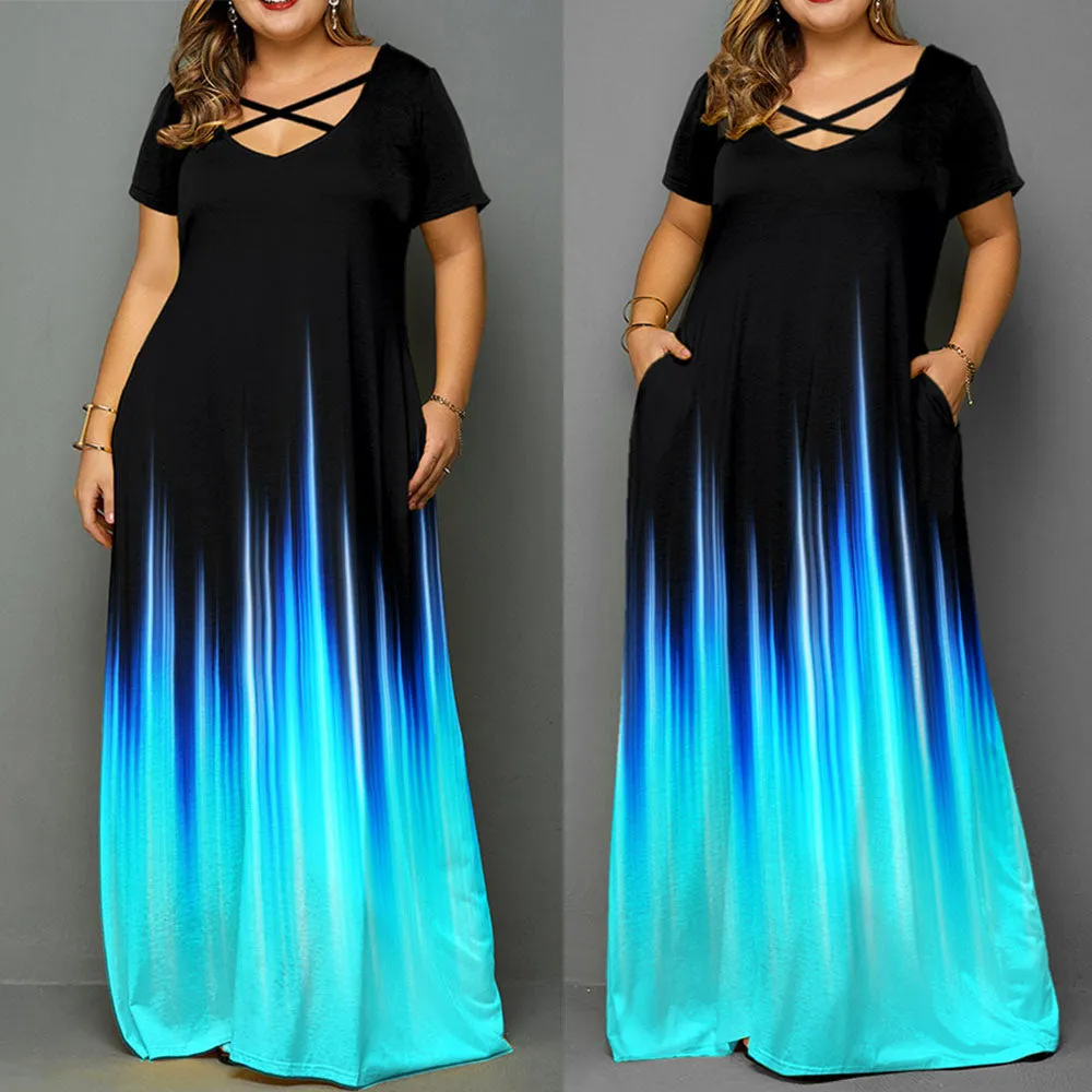 Funki Buys | Dresses | Women's Plus Size Gradient Maxi Dress