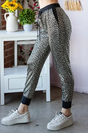 Gold & Black Animal Print Jogger Pants with Pockets