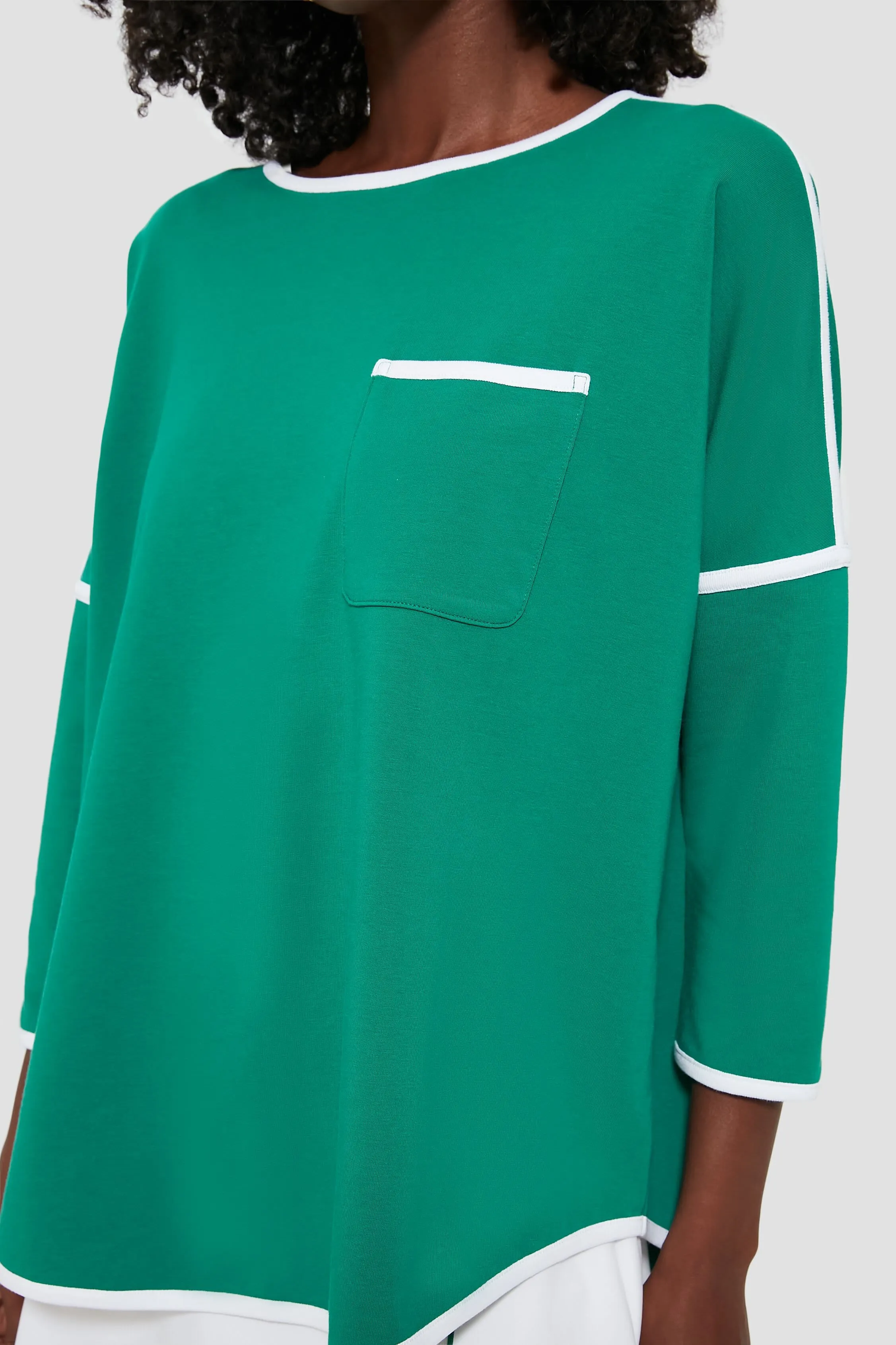 Green and White Terry Farah Pullover