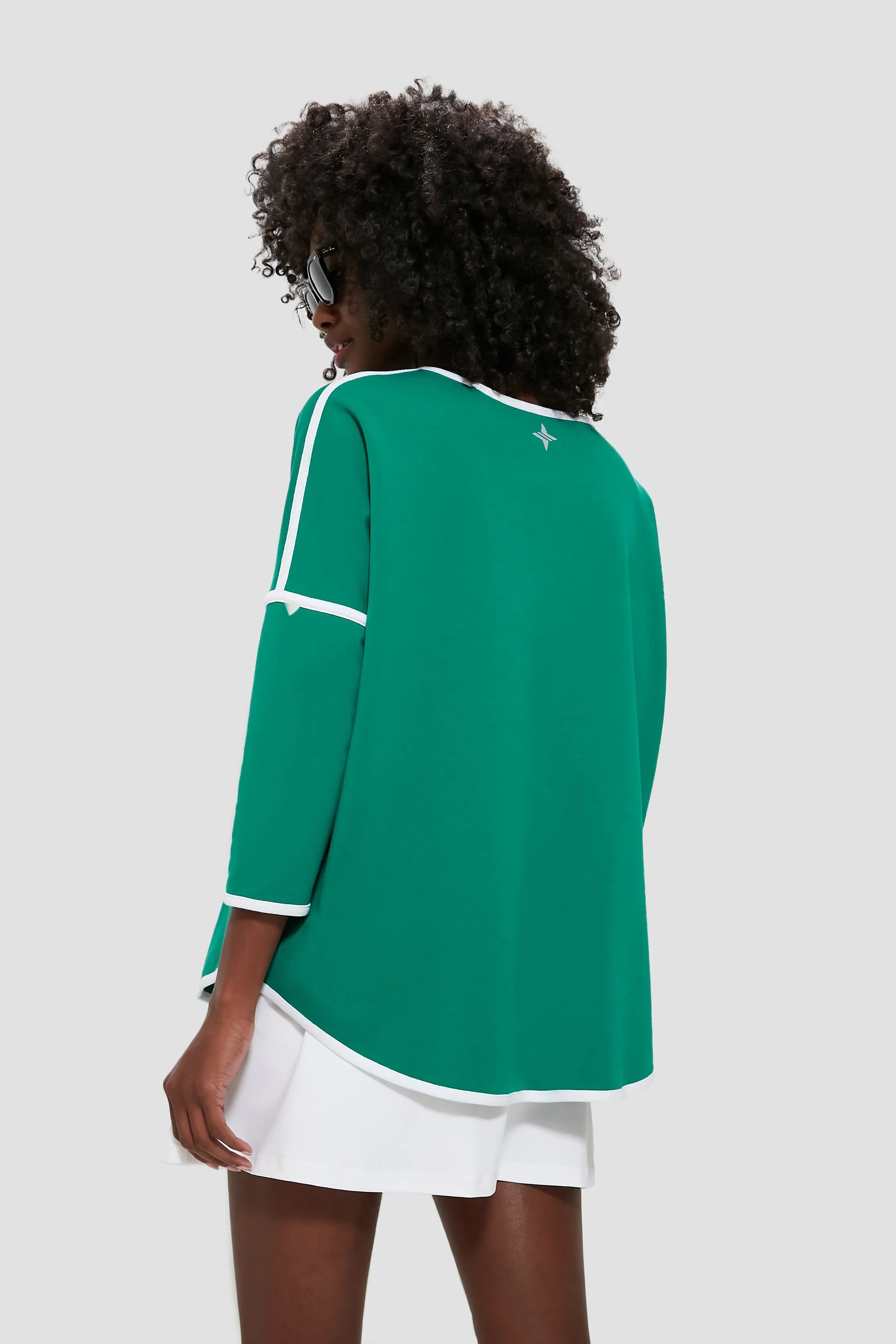 Green and White Terry Farah Pullover