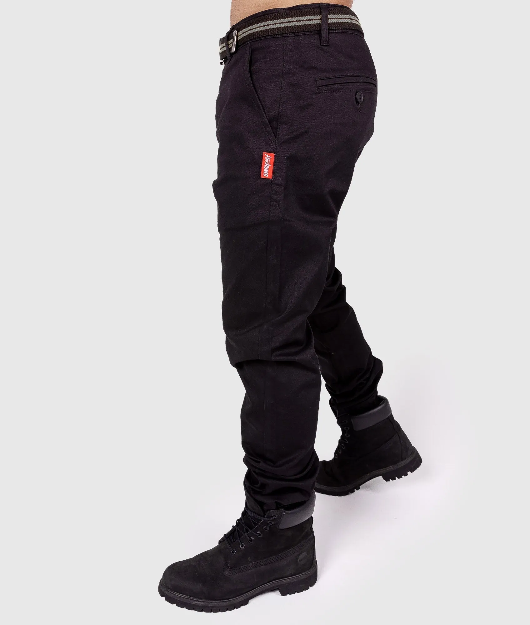 HardTuned Grid Cuffed Chinos - Black