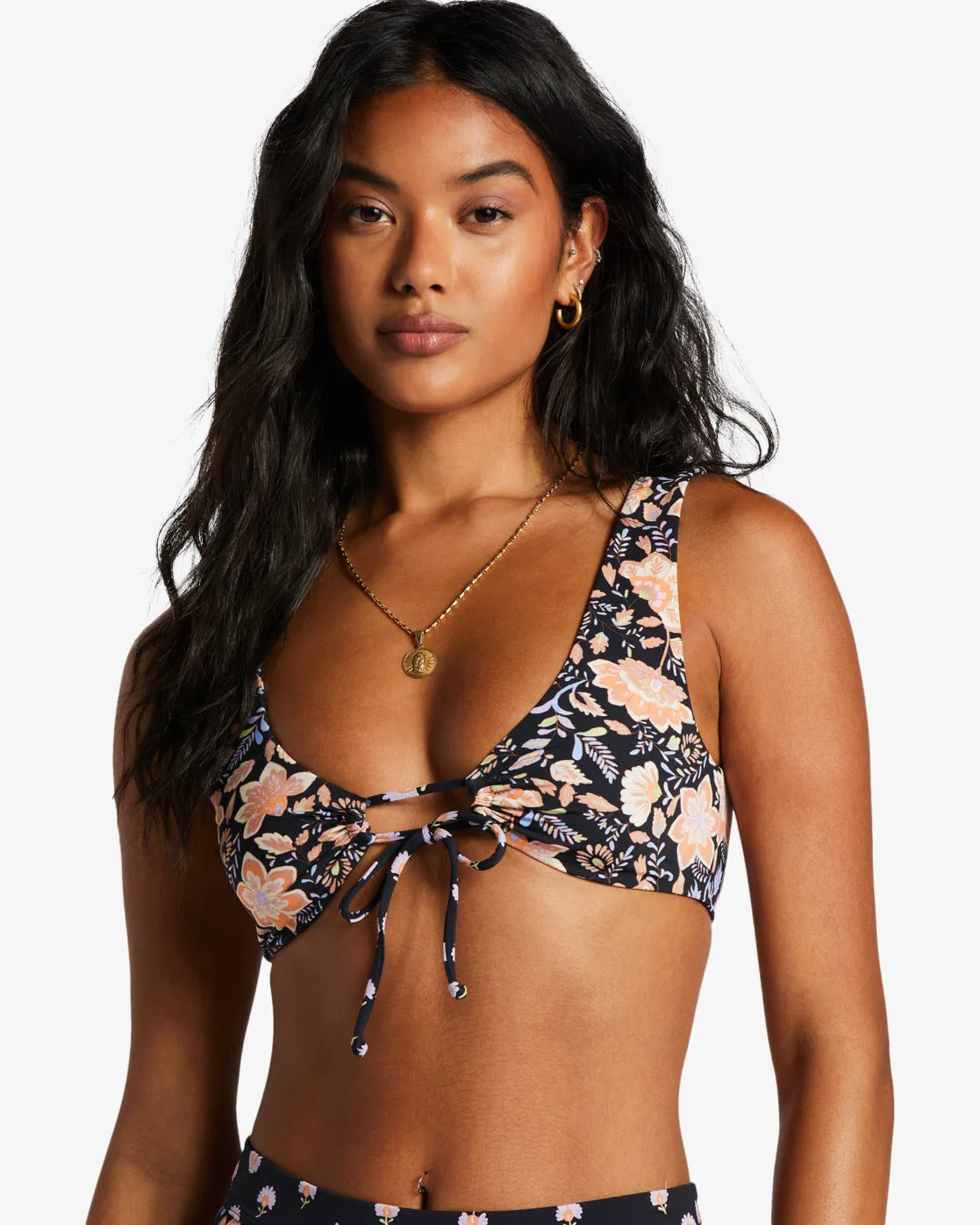 Hide Away Hippie Ruch Reversible Bikini Top - Black Pebble